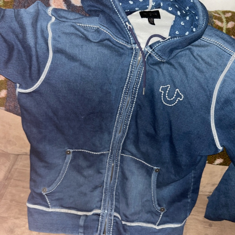 True Religion Blue Denim Kids Jacket with Hoodie